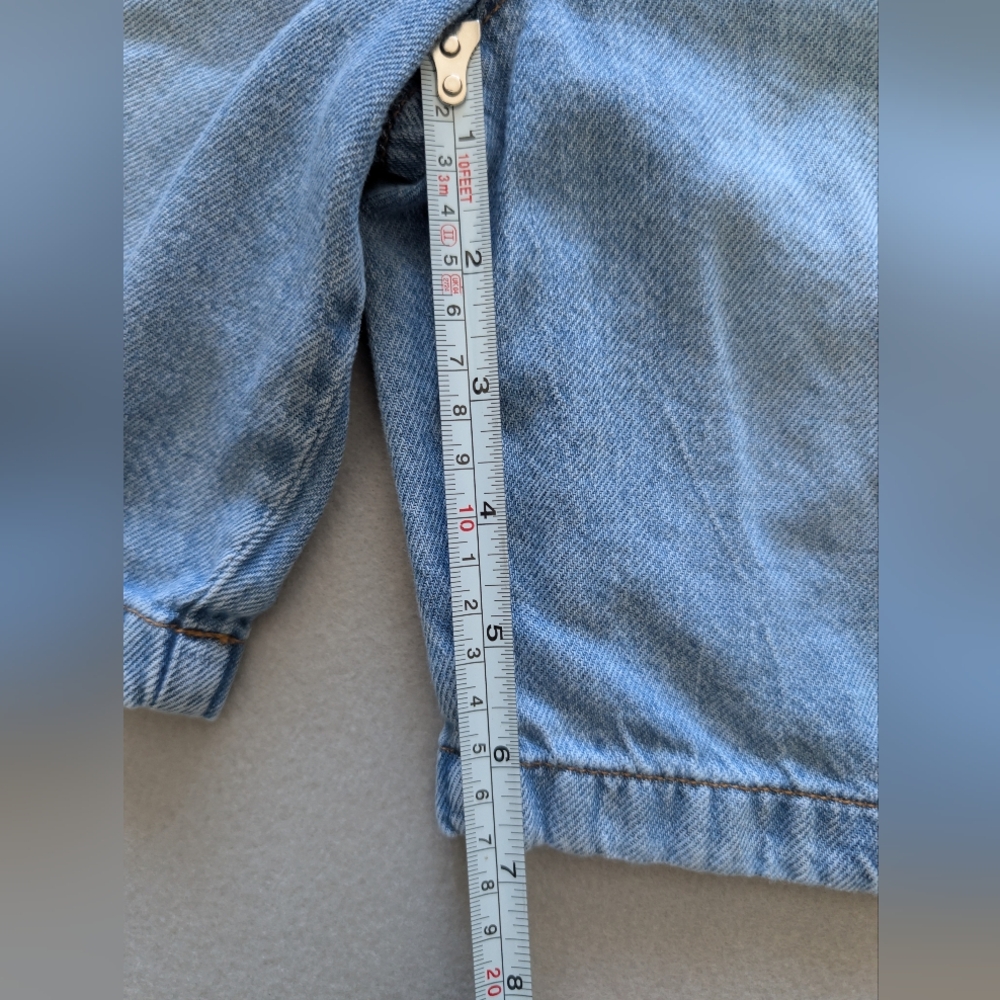 Zara Loose Fit Denim Cargo Midi Shorts Casual Utility Light Wash Youth 11/12 image 7